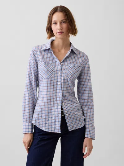 Gap Plaid Western Shirt In Blue Plaid