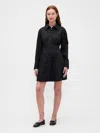 Gap Pleated Mini Shirtdress In Black