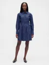 Gap Pleated Mini Shirtdress In Blue
