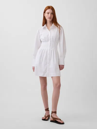 Gap Pleated Mini Shirtdress In White
