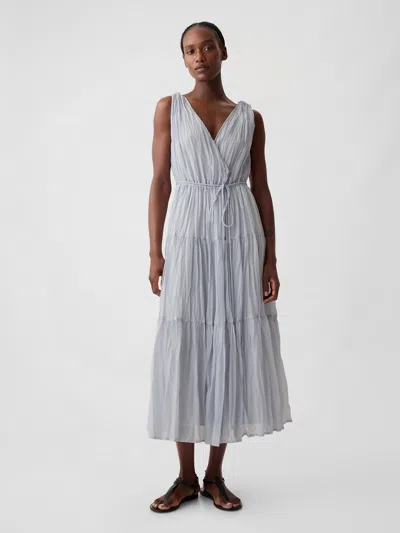 Gap Pleated Tiered Maxi Dress In Grey Matter