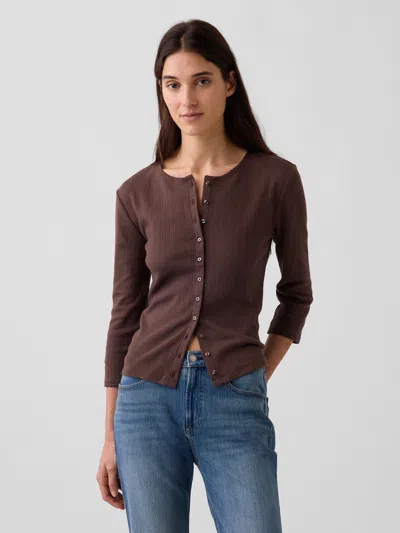 Gap Pointelle Cardigan In New Brown