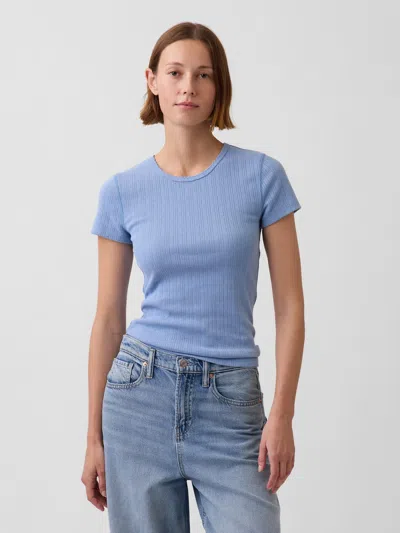 Gap Pointelle Crewneck T-shirt In Blue