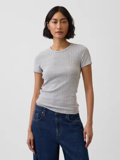 Gap Pointelle Crewneck T-shirt In Gray