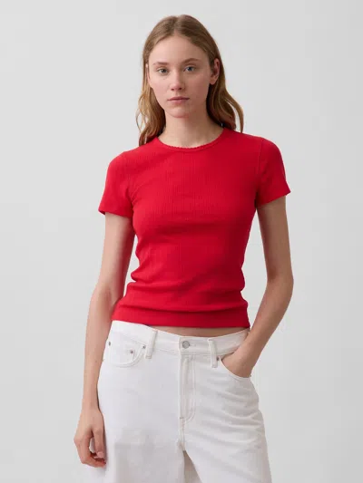 Gap Pointelle Crewneck T-shirt In Red