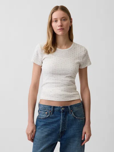 Gap Pointelle Crewneck T-shirt In White