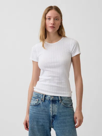 Gap Pointelle Crewneck T-shirt In White