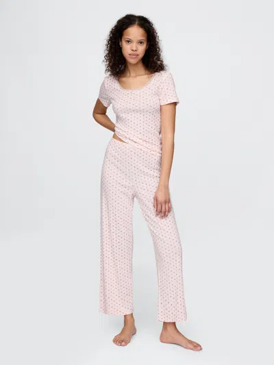 Gap Pointelle Cropped Pj Pants In Pink Ditsy Floral