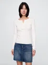 Gap Pointelle Henley Top In Off White