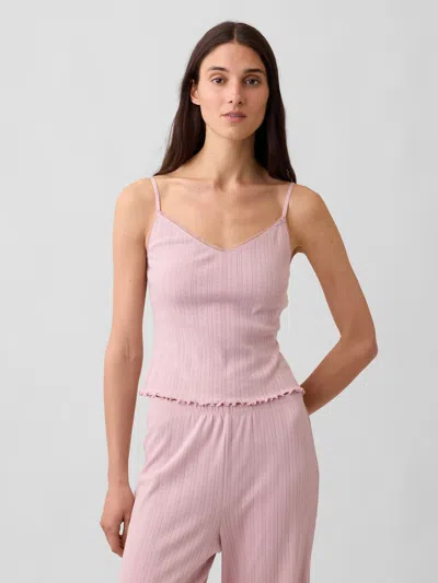Gap Pointelle Lettuce-hem Crop Pj Cami In Pink