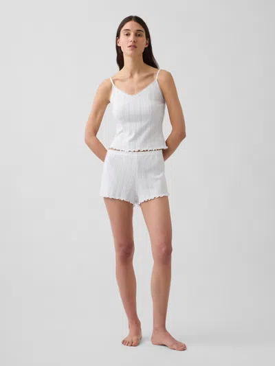 Gap Pointelle Lettuce-hem Pj Shorts In Fresh White