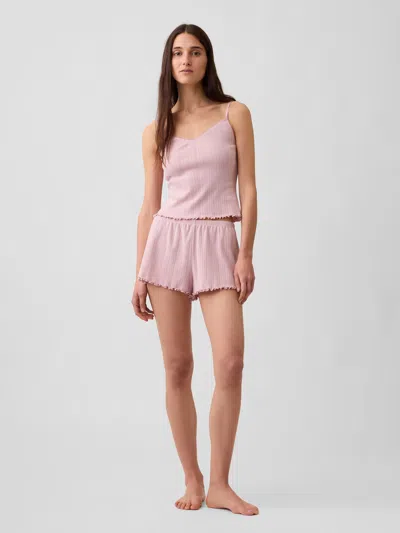 Gap Pointelle Lettuce-hem Pj Shorts In Primitive Pink