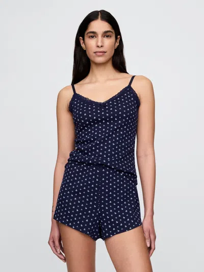Gap Pointelle Pj Tank Top In Navy Blue Ditsy Floral