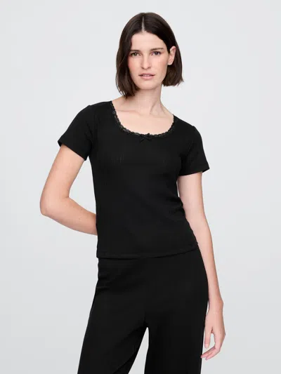 Gap Pointelle Pj Top In Black