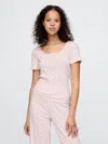 Gap Pointelle Pj Top In Pink Ditsy Floral