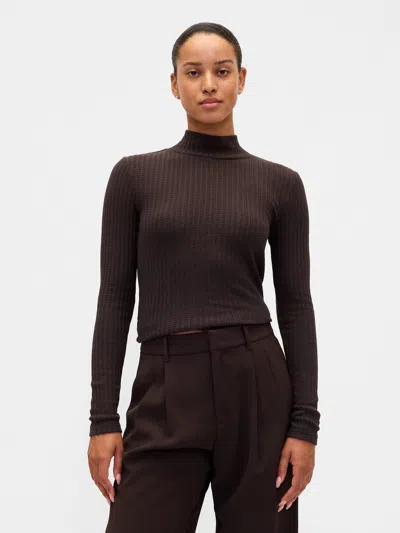 Gap Pointelle Rib Crop Turtleneck In Brown