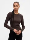 Gap Pointelle Rib T-shirt In Brown