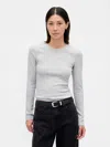Gap Pointelle Rib T-shirt In Gray