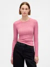 Gap Pointelle Rib T-shirt In Pink