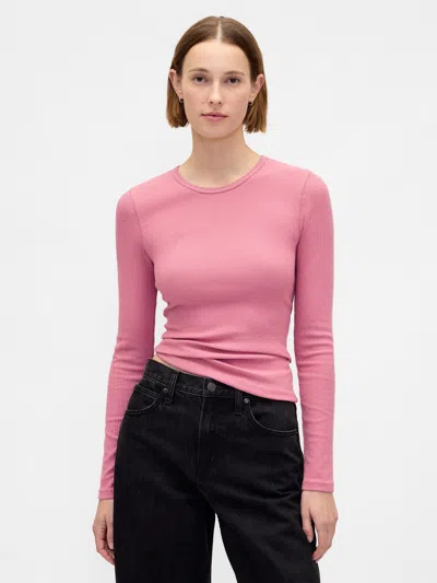 Gap Pointelle Rib T-shirt In Pink