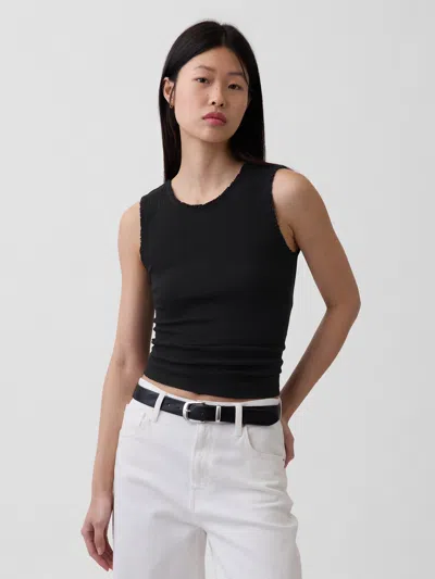 Gap Pointelle Shell Tank Top In Black