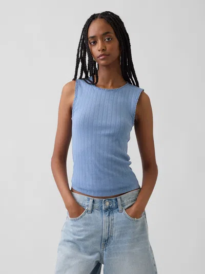 Gap Pointelle Shell Tank Top In Blue