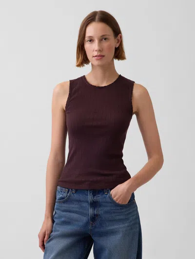 Gap Pointelle Shell Tank Top In Brown