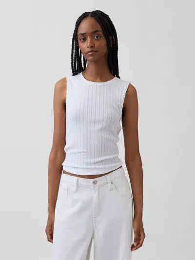 Gap Pointelle Shell Tank Top In White