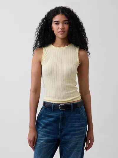 Gap Pointelle Shell Tank Top In Yellow