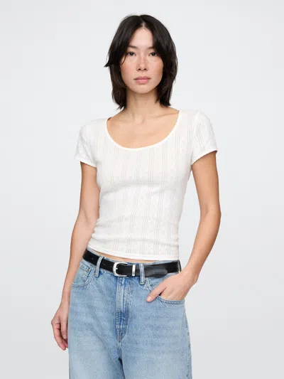 Gap Pointelle Top In Off White