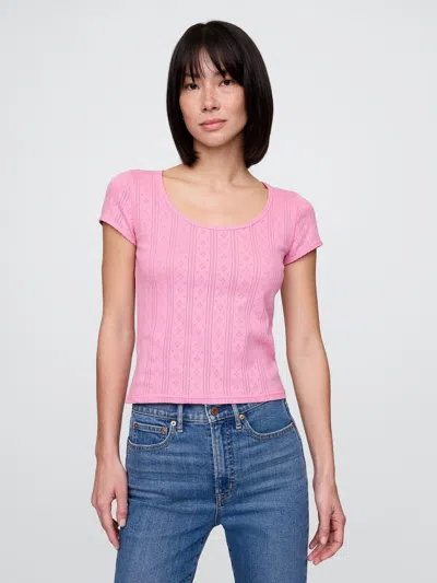 Gap Pointelle Top In Sunrise Pink