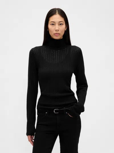 Gap Pointelle Turtleneck Sweater In Black