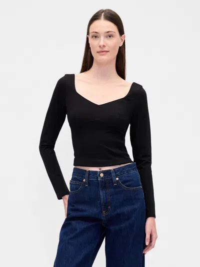 Gap Ponte Sweetheart Crop Top In Black