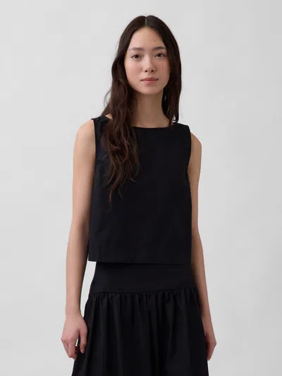 Gap Poplin Boatneck Shell Tank Top In Black