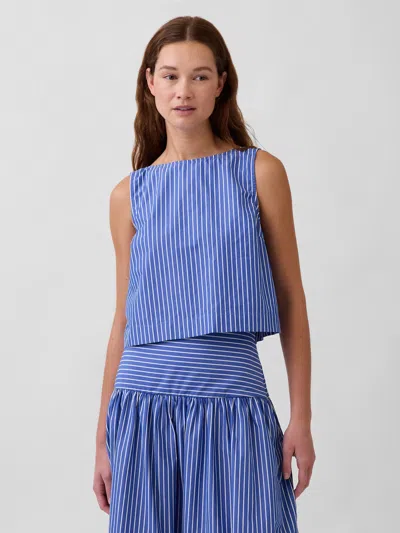 Gap Poplin Boatneck Shell Tank Top In Blue