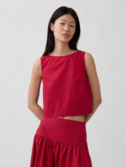 Gap Poplin Boatneck Shell Tank Top In Red