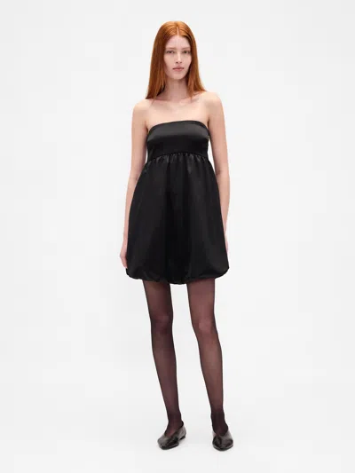 Gap Poplin Bubble Mini Dress In Black