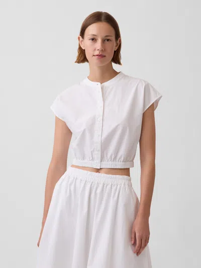 Gap Poplin Cap-sleeve Crop Shirt In White