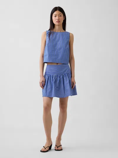 Gap Poplin Drop-waist Mini Skort In Blue