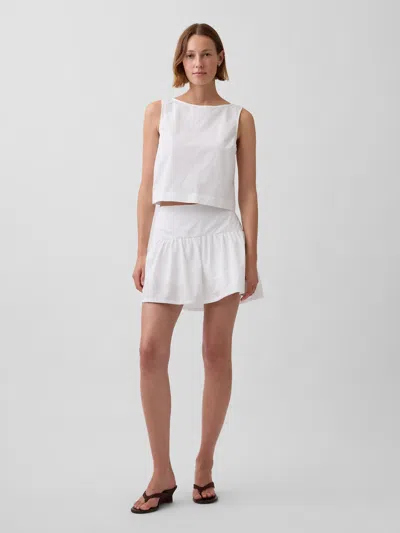 Gap Poplin Drop-waist Mini Skort In White