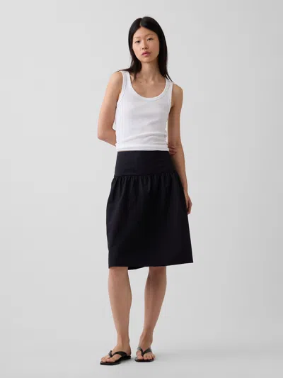 Gap Poplin Drop-waist Skirt In Black