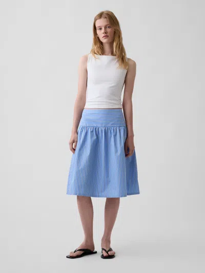 Gap Poplin Drop-waist Skirt In Blue Stripe