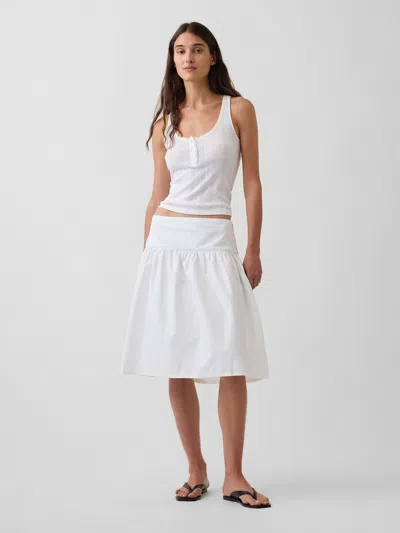 Gap Poplin Drop-waist Skirt In Optic White