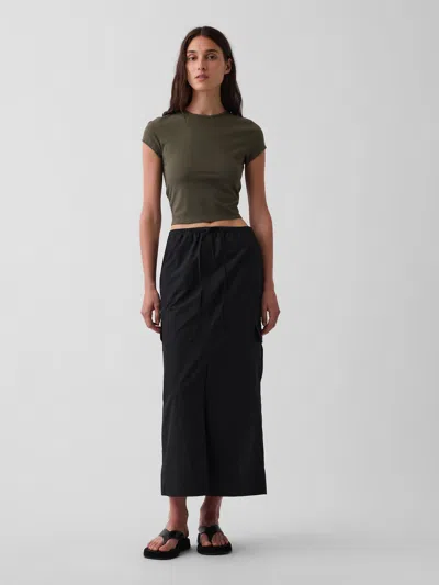 Gap Poplin Easy Cargo Maxi Skirt In Black