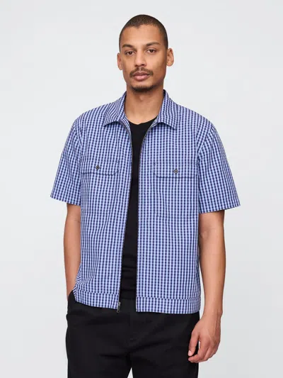 Gap Poplin Full-zip Pocket Shirt In Twilight Navy