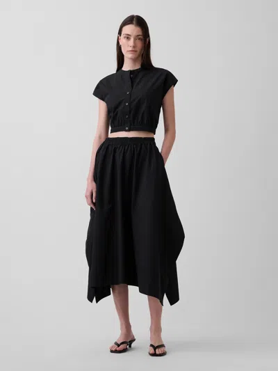 Gap Poplin Handkerchief Midi Skirt In Black