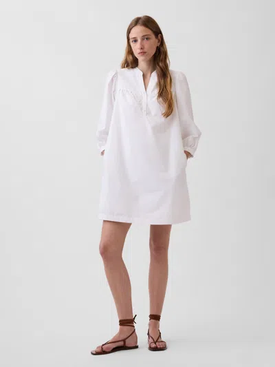 Gap Poplin Henley Mini Dress In Off White