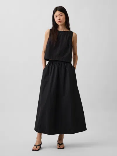 Gap Poplin Maxi Skirt In Black