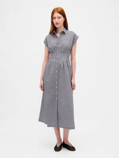 Gap Poplin Midi Shirtdress In Blue