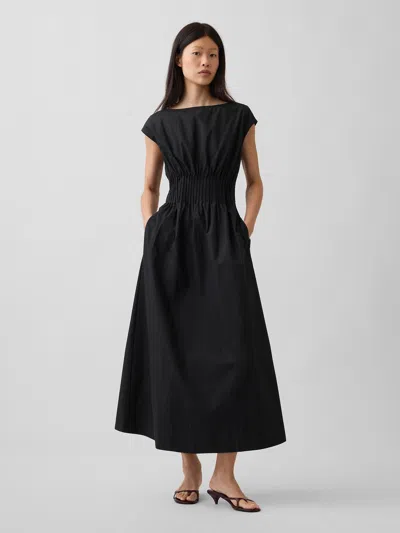 Gap Poplin Pintuck Maxi Dress In Black